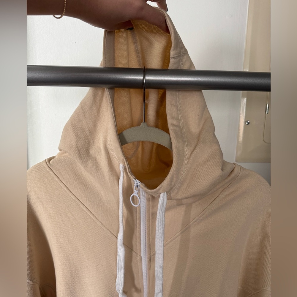 Cream 100% Cotton Zip Up Hoodie - Picture 4 of 7